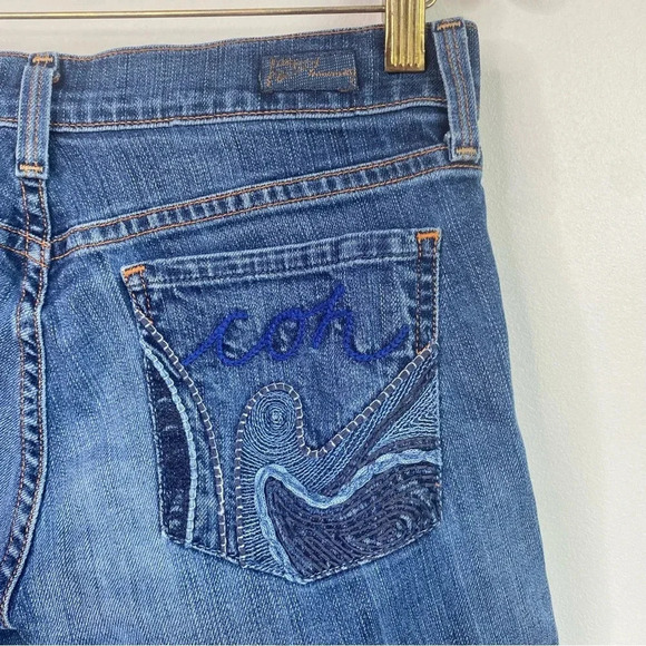 Citizens of Humanity Y2K Low Rise Flare Embroidered Pocket Dark Wash Jeans - Picture 4 of 16